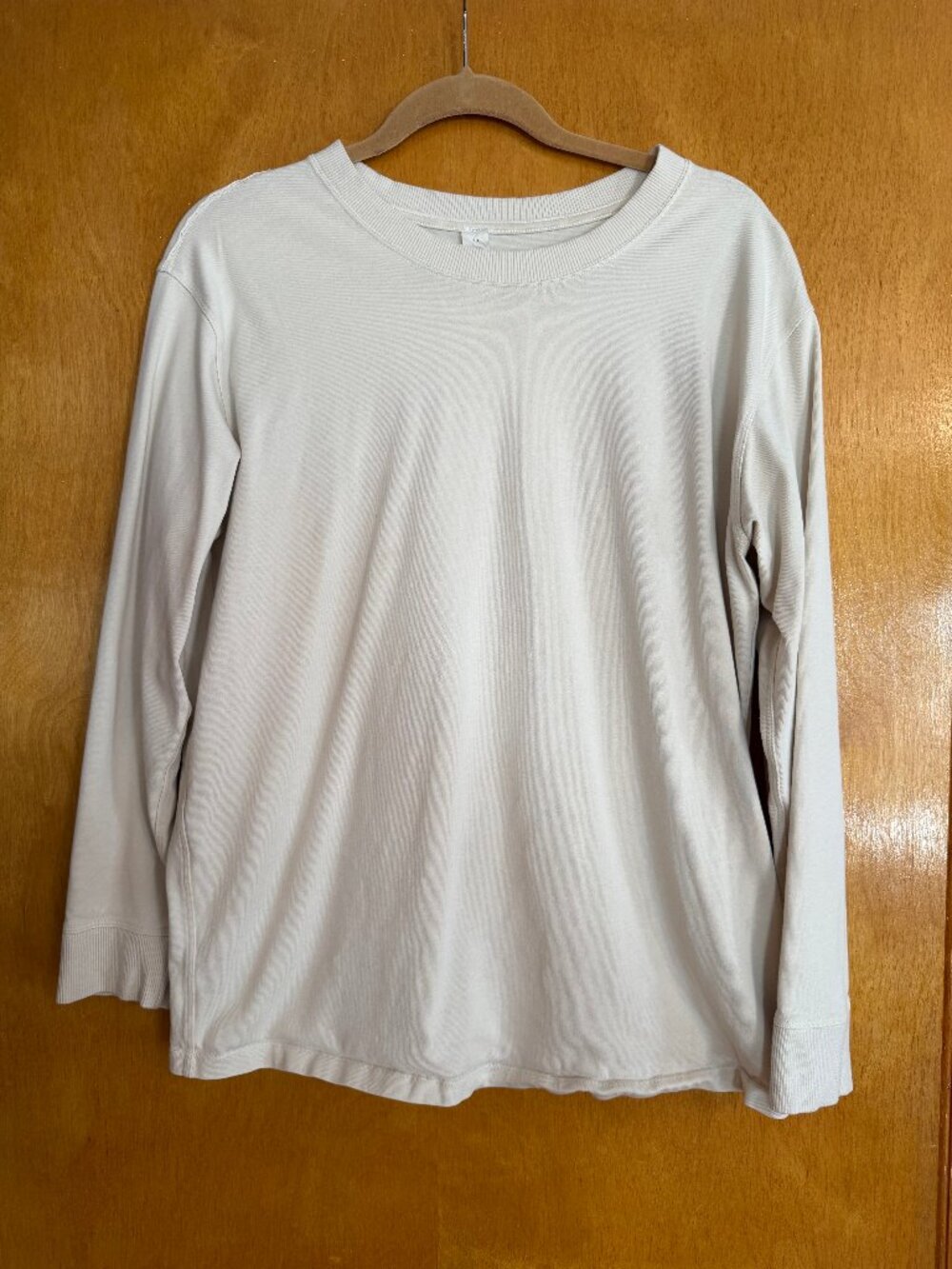 Lululemon 100% Cotton Long Sleeve Tee - Size 10 - Ivory/Bone